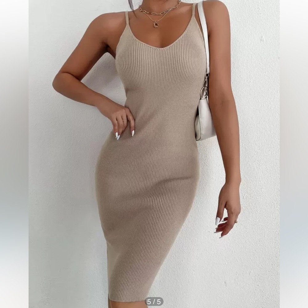 NWT Tan Bodycon Midi Dress